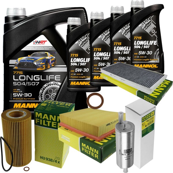 Mann Inspektionspaket 9L Mannol Longlife 504/507 5W-30 FüR BMW E53 4.4I 4.6Is-image