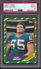 1986 TOPPS #147 BART OATES PSA 9 Mint ROOKIE CARD RC NEW YORK GIANTS FOOTBALL. rookie card picture