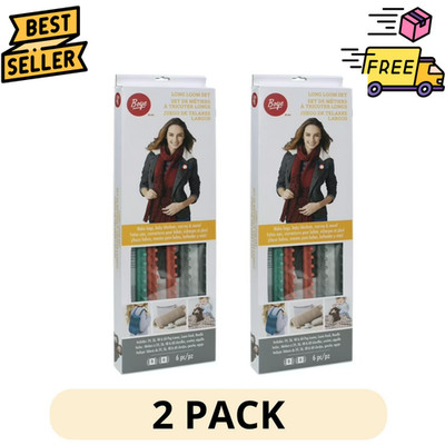2Pack Boye Long Loom Set, 6 Pieces, 4 Rectangular Plastic Looms Ages 8 and up