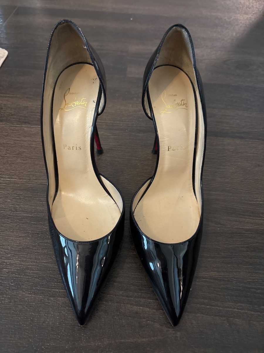 Christian Louboutin Black Patent Iriza D'Orsay 100mm Heels - Size