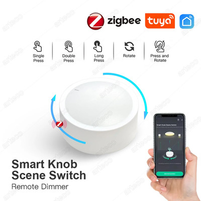 New Tuya Zigbee Smart Knob Switch DIY Wireless Scene Button Rotatable Dimmer Swi