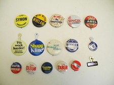 Mixed Lot 16 Vintage Political Campaign Pinback Buttons - Elections  Politics