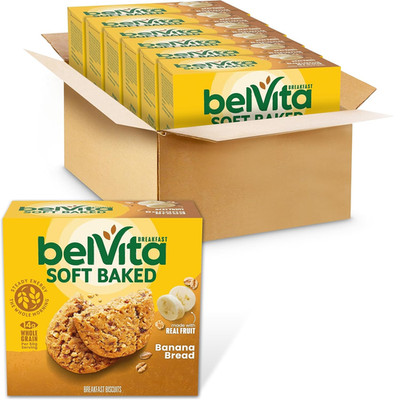 Soft Baked Breakfast Bars, Banana Bread, 6 Boxes of 5 Packs (1 Biscuit per Pack)