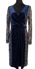 Tadashi Shoji Navy Blue Velvet Lace Dress - New with Tags Sz 4, 6, 8