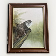 Otter Original Oil Painting by Wildlife Artist Mike Nance-FREE UK POSTAGE
