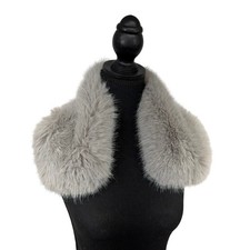 Gray Faux Fur Collar Scarf Shawl Neck Warmer Wrap Accent