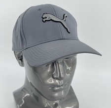 Puma Fitted Hat L/XL Gray Silver Cat Logo Golf Training Stretch Cap