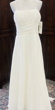 David's Bridal Chiffon A-Line Wedding Dress Size 10 Ivory  Beads NWT  