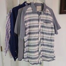 Lot of 4 Mens XL Shirts Short and Long Sleeve Stripes Patterns Solid Izod