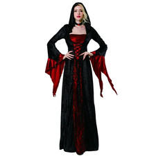 Gothic Vampiress Costume Halloween Size M Women's Dress Choker Red and Black