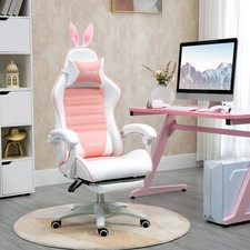 Vinsetto Racing Style Gaming Chair w/ Footrest Removable Rabbit Ears Refurbished
