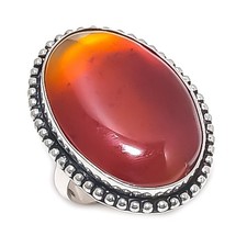 Natural Carnelian Gemstone 925 Sterling Silver Jewelry Ring Size 8.5 Gift J103