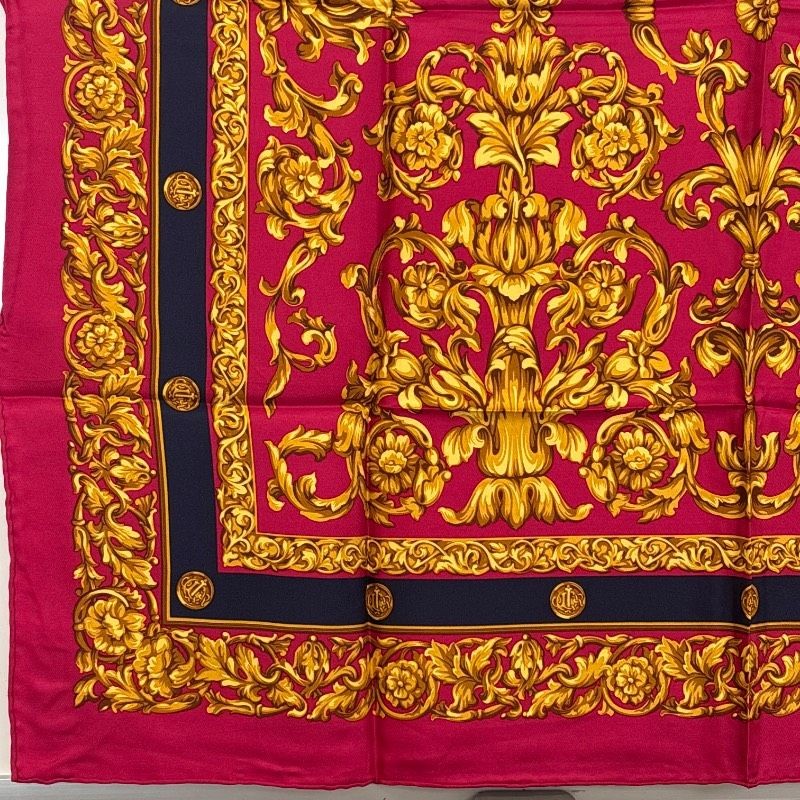 Christian Dior Silk Square Scarf Red/Gold 34.3 in Pre owned thumbnail 5