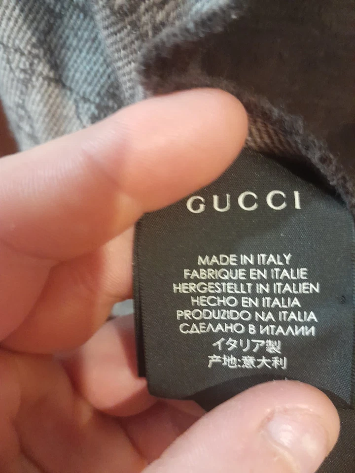 Sciarpa gucci Nikky Donna Uomo Logo GG BROWN AND GREY Web Lana Scarf Wool - Imagen 2 de 4