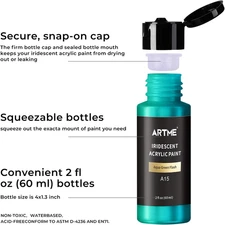 Iridescent Acrylic Paint Set 20 Chameleon Colors in 2 Oz/60Ml Bottles Beginners