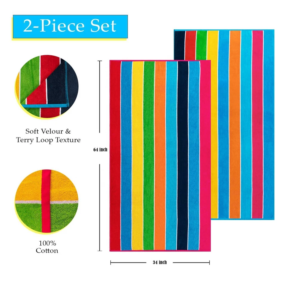 Toallas de playa de algodón para adultos, juego de toallas absorbentes para nadar, ducha, B... Foto 3 de 4