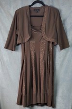 R M Richards 2 PC Sleeveless Wedding Summer Earth Tone Bronze Sparkles Bolero