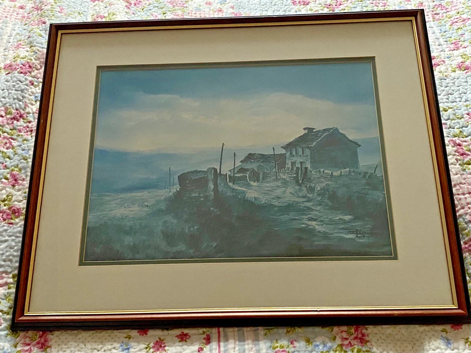 Impresión firmada por Ashley Jackson 'Upper Knowles Farm' 1984 enmarcada y esmaltada Foto 4 de 4