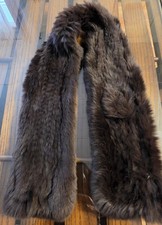 Vintage Dark Brown Mink Fur Stole Wrap Scarf Pull Through Winter Classic