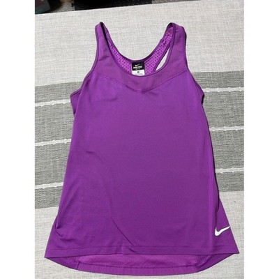 Nike Pro Dri Fit Womens Purple Racerback Tank Top Athletic Workout Size M