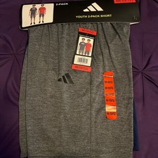 Adidas Youth 2-Pack Athletic Shorts Gray/Navy M10/12