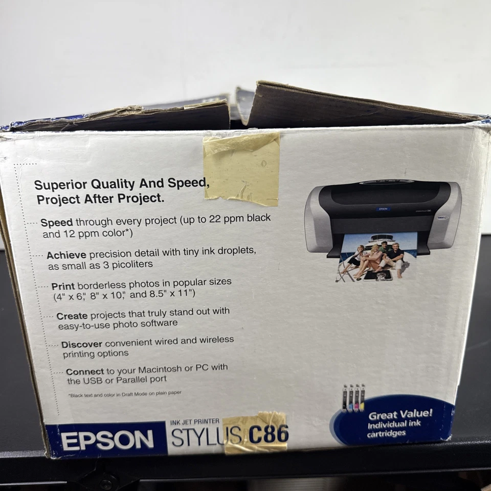 Epson Stylus C86 Digital Photo Inkjet Printer w/ Users Guide CD & Ink Tested* - Image 2 of 4