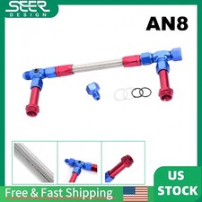 An8 For 4150 Holley Carburetor Braided Dual Feed Carb Fuel Line Double Pump