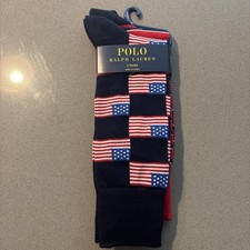 Polo Ralph Lauren Flag Allover Print Trouser Sock 2-Pack Socks Men Size10-13