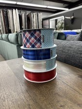 Kirkland Signature Wire Edged Ribbon 50 Yards, 2.5 Inches, Red, White, And Blue