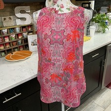 CAbi 127 Jubilee Pink Paisley Tank Top Zipper Lined Size Small Career To Casual