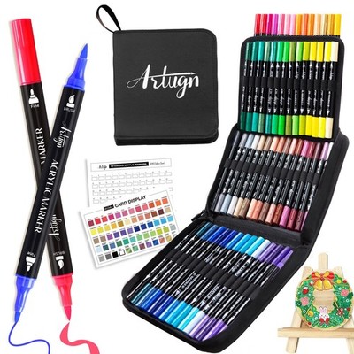 60 Colors Acrylic Paint Pens, Dual Tip Pens With Fine Tip and Brush Tip for R...