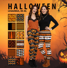 Women's Halloween Leggings 1   Pumpkins, Bats, Stripes  Gingham
