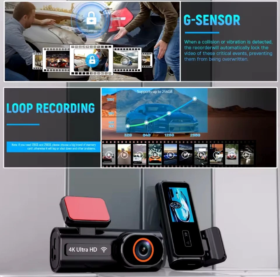 Dashcam Auto 4k Visione Notturna Sensore G - Immagine 4 di 4