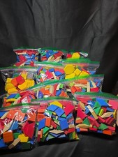 Lot of Geometric Wooden And Plastic Pattern Blocks, Shapes 1200 Pcs, 10.6lbs