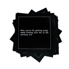 60th Birthday Quotes Black Cotton Cocktail Napkins, Beverage Napkins, Bar Nap...