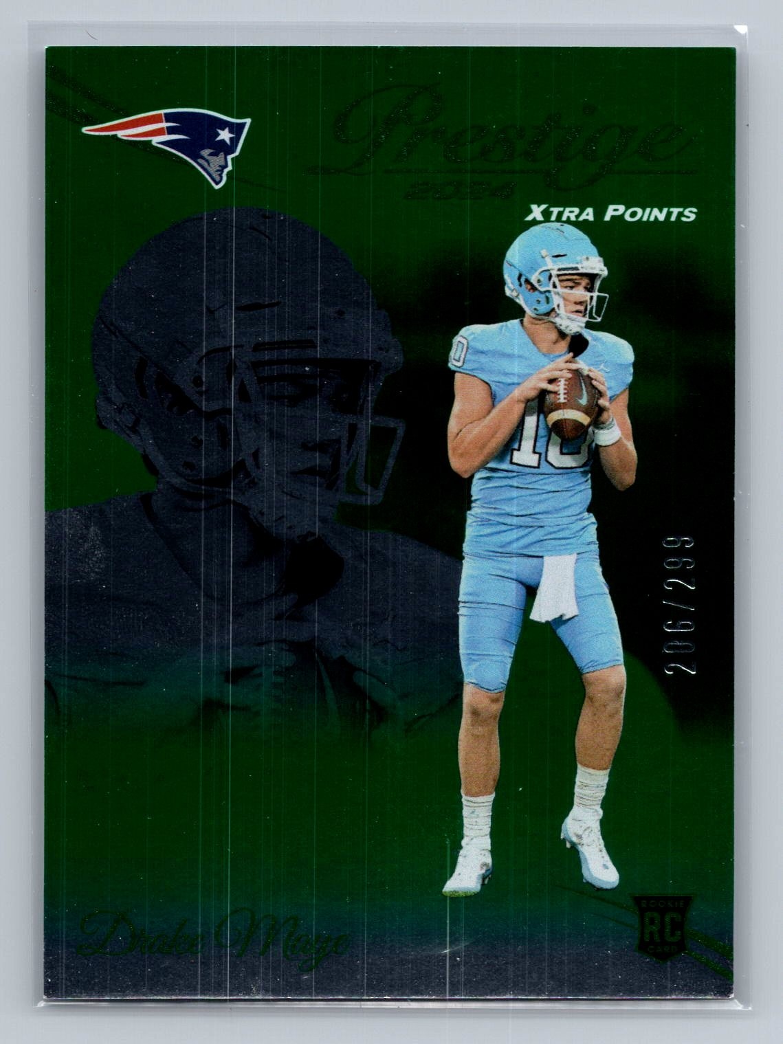 Drake Maye 2024 Panini Prestige - Green Xtra Points #304 #/299 Patriots RC