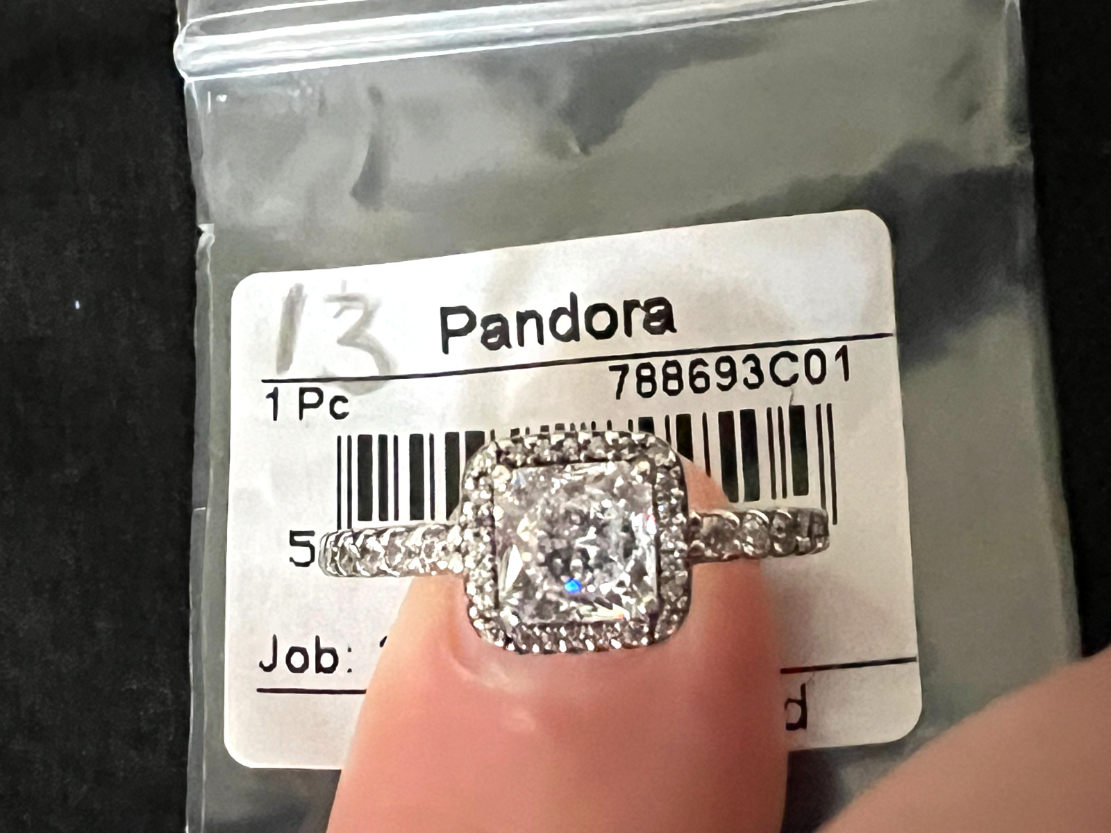 Bague Pandora argent 925 authentique halo scintillant taille 52 femme