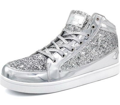 IGxx Glitter Shoes Men Fashion High Top Casual Sequin Sparkly Sneakers Size 50