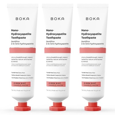 Toothpaste Fluoride Free Nano Hydroxyapatite Sensitive Teeth Pack of 3 4oz Boka