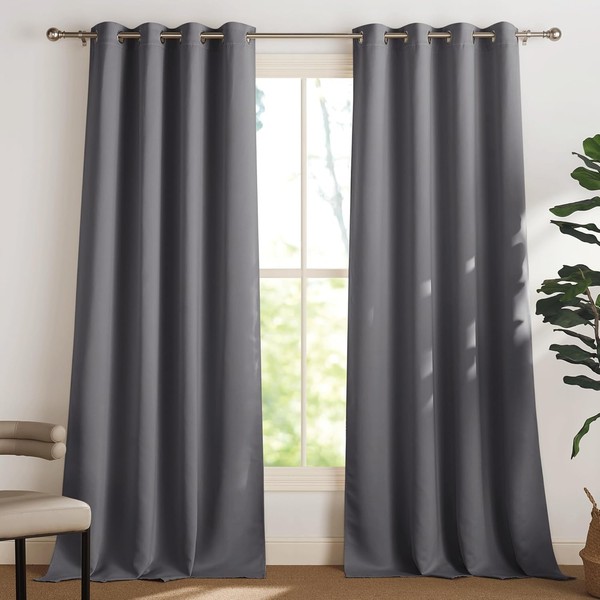 VorhäNge Blickdicht Grau ÖSen Thermovorhang Hitzeschutz 2Er Set 245X140Cm-image