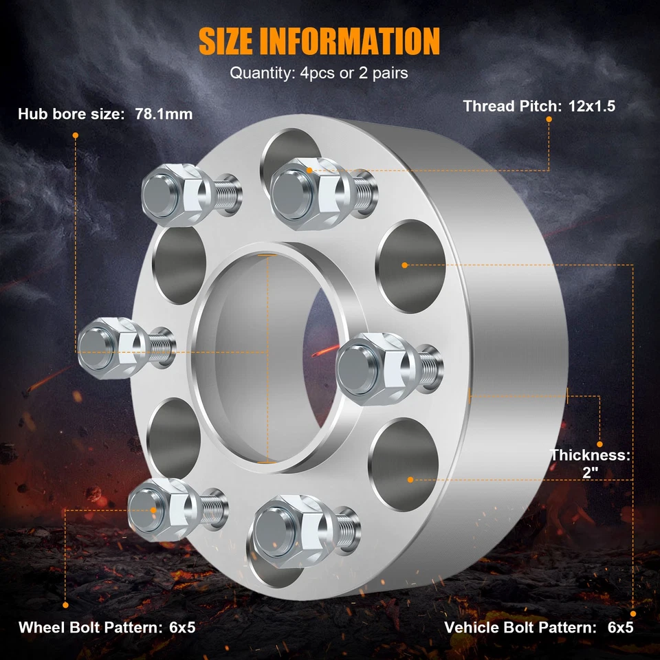 4X 2" 6x5 12x1.5 espaciadores de rueda para Chevrolet Trailblazer Buick Rainier 6 tacos Foto 2 de 4