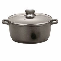 KrÜGer Fleischtopf 24Cm Aluguss Induktion Antihaft Glasdeckel Schwarz
