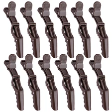 12 Pcs Coffee Alligator Hair Clips for Styling Sectioning Makeup Large Duck Bill