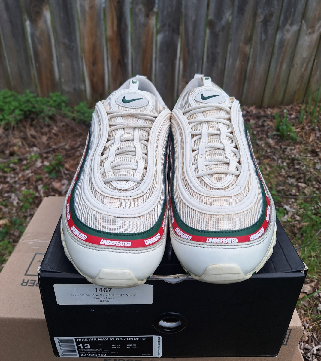 Nike Air Max 97 Undefeated Sail White Gorge Green Red AJ1986-100