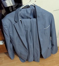 Men  s Slim Fit Suit One Button 3-Piece Blazer Jacket Vest Pants Small Blue