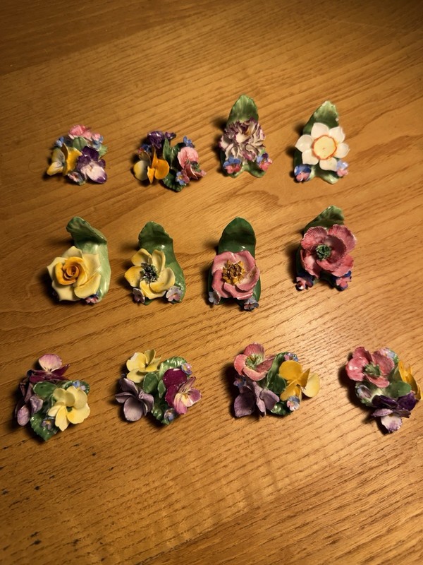 Coalport Bone China Flower Place Card Holder Set of 12 Vintage