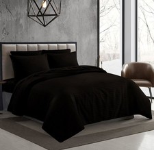 Image of 100% Cotton Satin Stripe Flat Sheet 250TC Soft Breathable Luxury Sheet