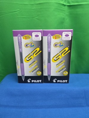Pilot, G2 07 Premium Gel Roller Pens, Fine Point , Purple, 2 Packs of 12 