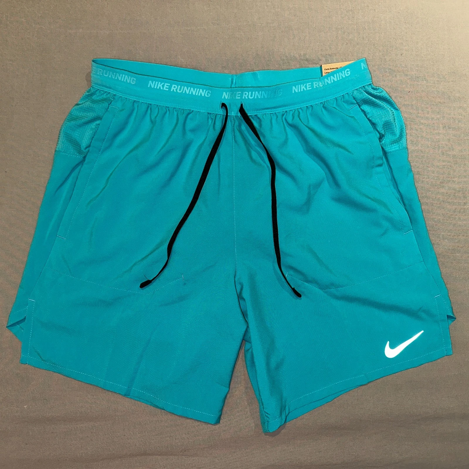 Nike Stride DriFit Mens 7" 2-in-1 Running Shorts Pockets Dusty Cactus Teal Small