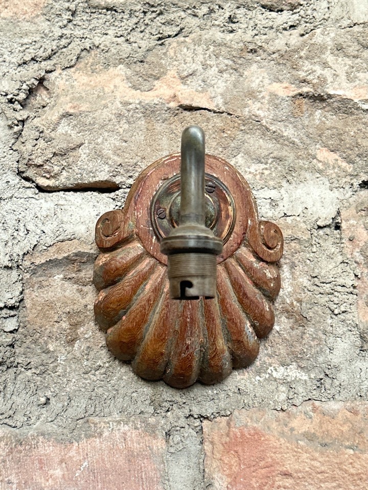 OLD VINTAGE RARE HAND CARVINGS WOODEN AND BRASS ELECTRIC WALL LAMP ...